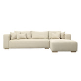Daphne Flax and Natural Wood Legs Chaise Sectional